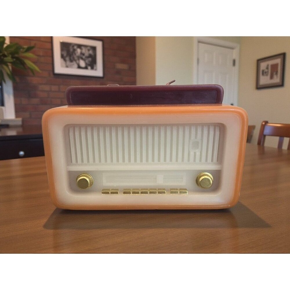 New Vintage Brown Large Tube Radio Figural Candle Room Decor Man Cave